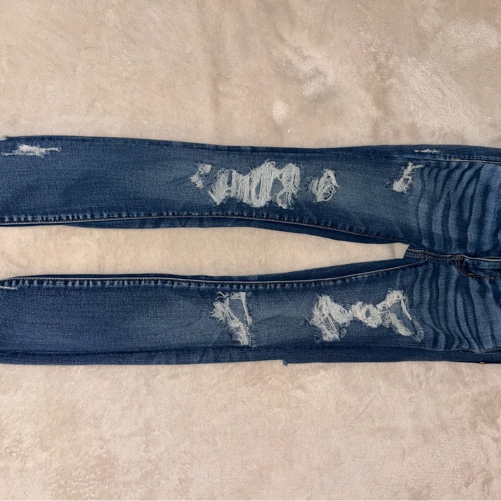 American Eagle Outfitters Blue Skinny Distressed Jeans